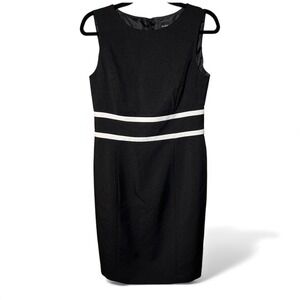 Elegant Black Midi Dress with White Accents